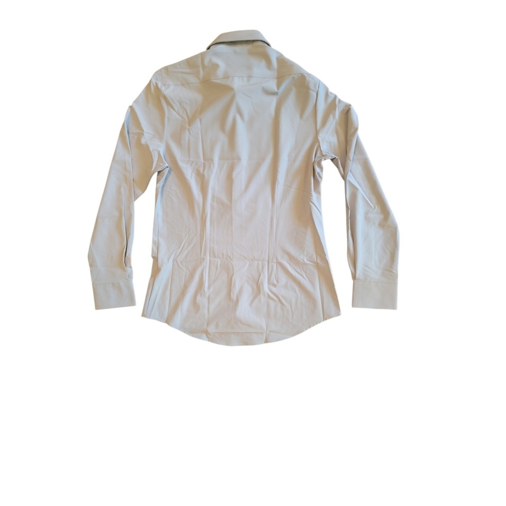 &Collar Performance Dress Shirt Mens Medium Gray New Slim Fit Stretch Button Up - Picture 5 of 7